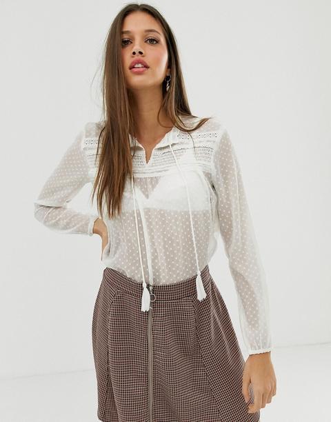 Blusa De Encaje En Blanco De Jdy