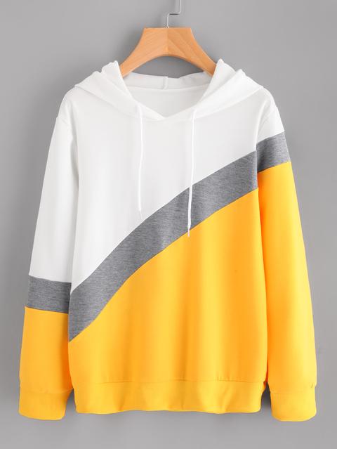 Sudadera De Color Block Con Capucha