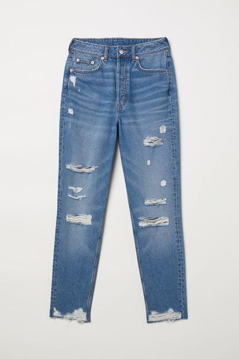 Slim Mom High Ankle Jeans - Blue