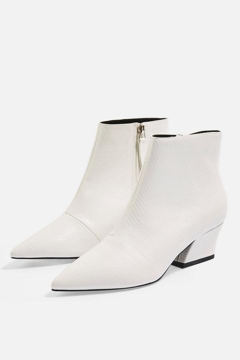 **wide Fit Brink White Heeled Point Boots