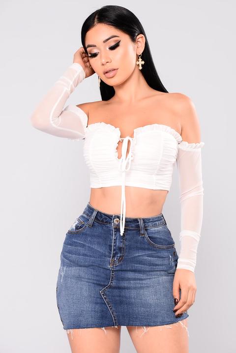 Anita Long Sleeve Mesh Top - Off White
