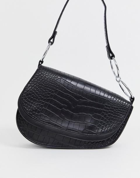 Skinnydip Ride Black Mock Croc Shoulder Bag