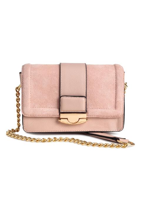 Tasche Mit Velourslederdetails