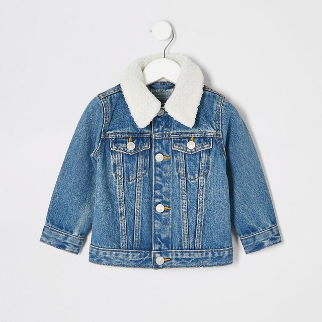 boys borg collar denim jacket