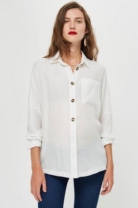 Womens **maternity Casual Button Shirt - Ivory, Ivory