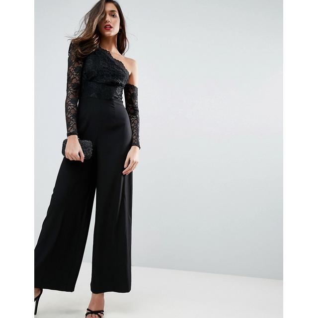 Asos - Tuta Lunga Da Cerimonia In Pizzo Geometrico - Nero from ASOS on 21  Buttons