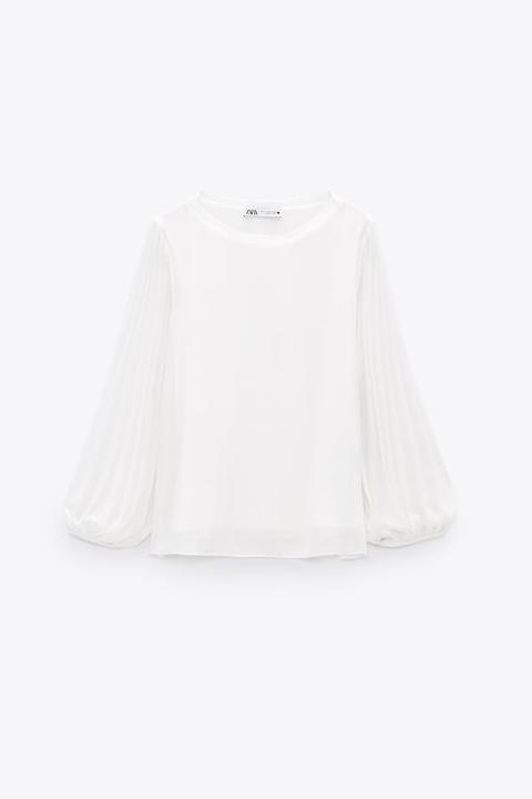 Blusa Fluida Manga Plisada