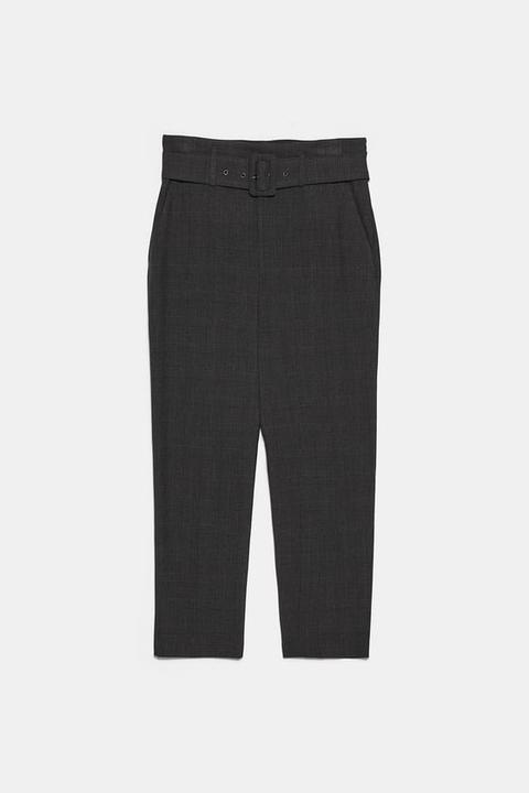 Pantalon À Carreaux Et Ceinture