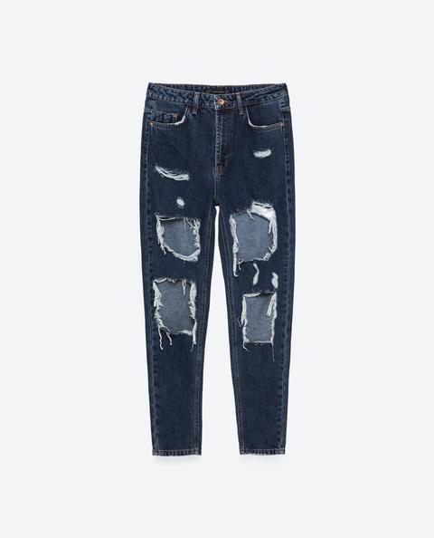 Pantalón Denim Mom Fit Rotos