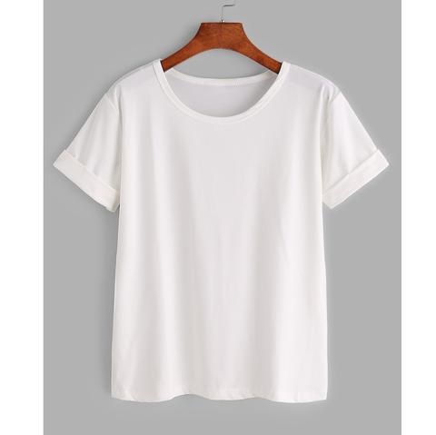 Bianco Manica Laminati Di Base T-shirt