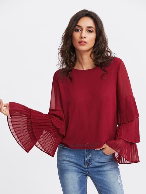 Blusa De Gasa Con Volantes