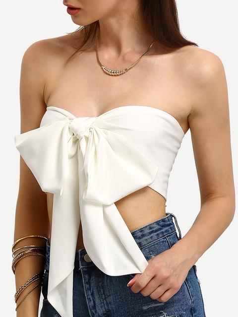 Top Lazo Crop Blanco