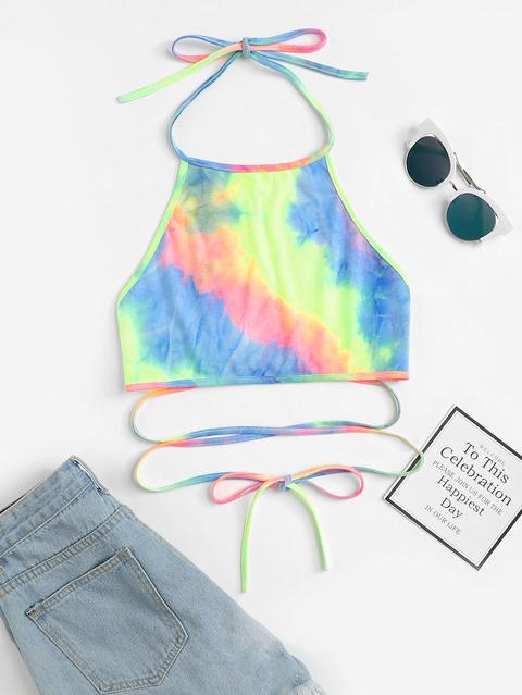 Tie Dye Crop Halter Top