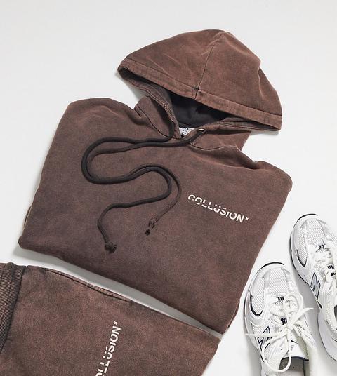 Collusion Unisex Oversized Hoodie In Brown