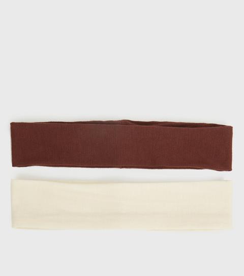 2 Pack Rust And Pink Stretch Headbands New Look