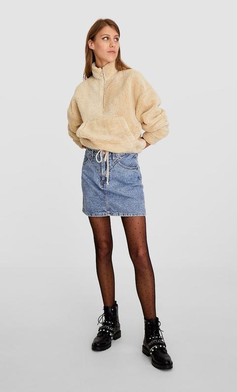 Stradivarius Gonna Denim Con Carré Frontale Femminile Jeans Chiaro 36