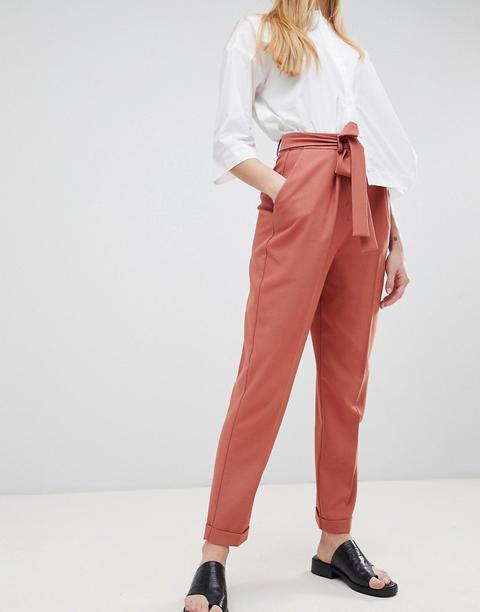Pantalones De Pinzas Tejidos Con Cinturón Estilo Obi De Asos Design