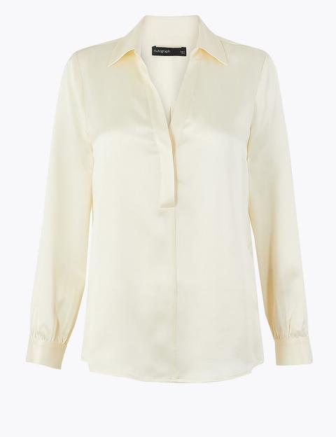 Pure Silk Long Sleeve Blouse from Marks & Spencers on 21 Buttons