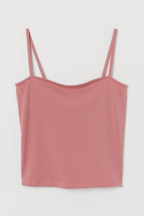 Cropped Jersey Strappy Top - Pink