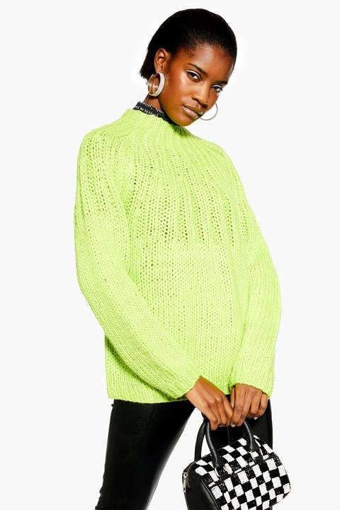 Womens Lime Handknit Jumper - Lime, Lime