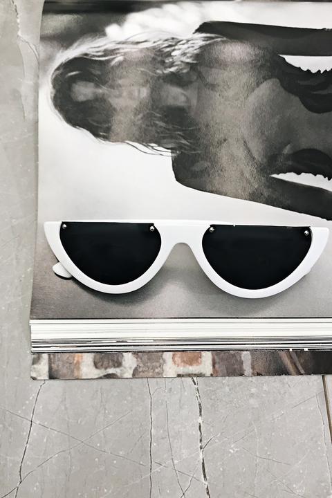 Kylie White Half Frame Sunglasses