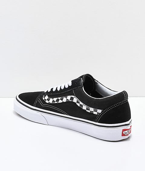 vans old skool black & white checkered floral skate shoes