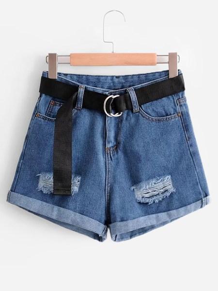 Shorts In Denim Con Cintura Arrotolata