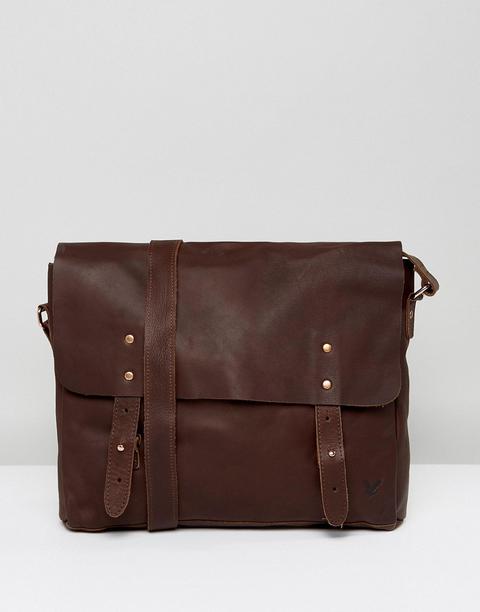 Lyle & Scott - Borsa Messenger In Pelle - Marrone