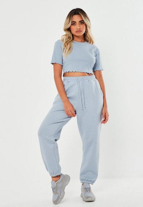 Petite Blue Oversized 90's Joggers, Blue