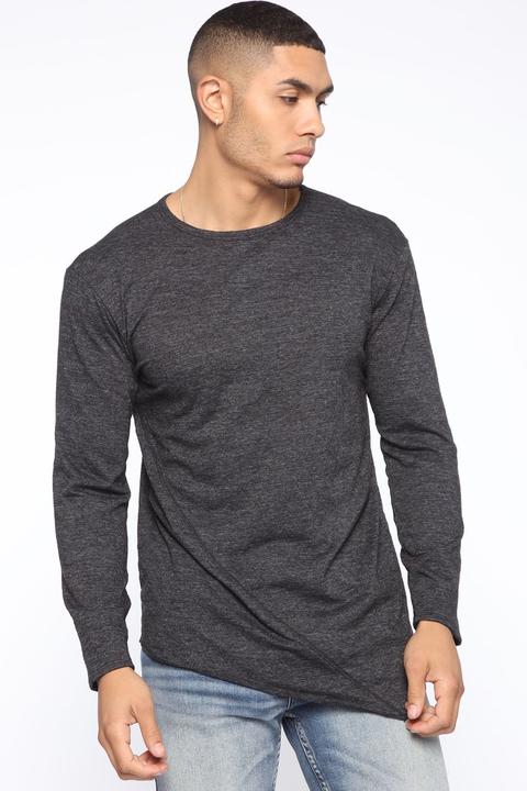 Dan Asymmetrical Long Sleeve Tee - Black