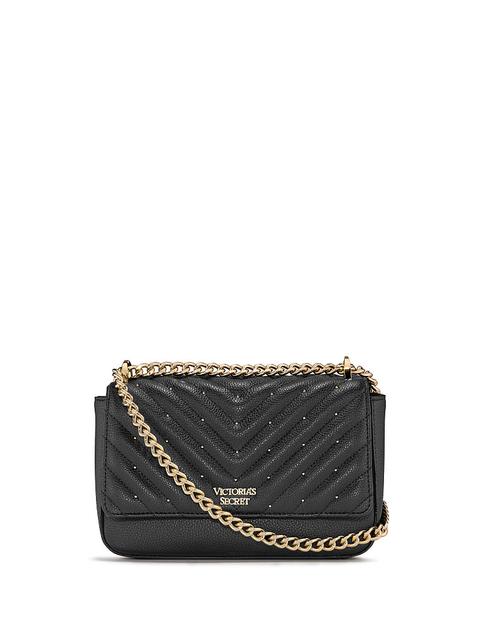 New! Studded V-quilt Small Shoulder Bag