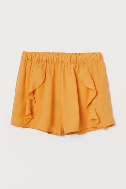 Pantalón Corto Con Volantes - Amarillo