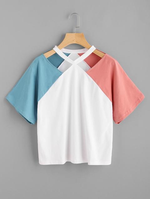 T-shirt Con Maniche Raglan A Contrasto