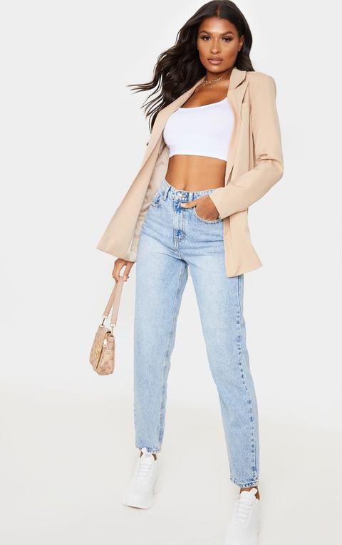 Prettylittlething Light Wash Acid Mom Jean