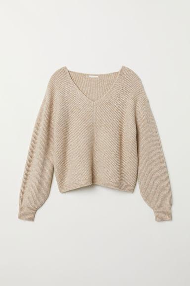 H & M - Pullover Con Scollo A V - Beige