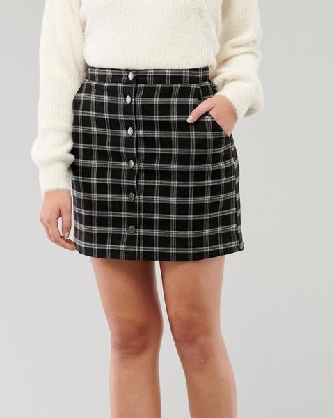 Ultra High-rise Button-front Plaid 