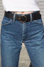 Black And Gold Circle Buckle Belt