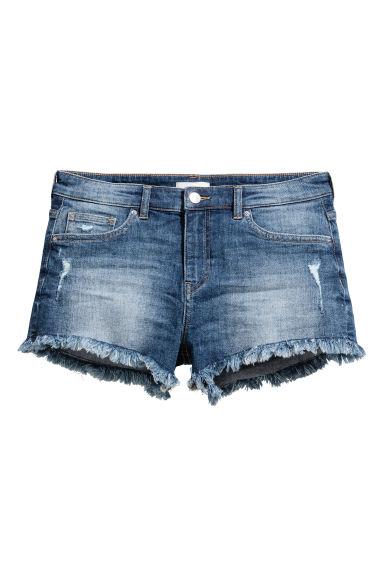 H & M - Shorts Consumati In Jeans - Blu