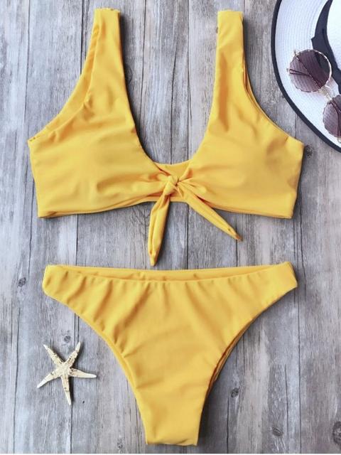 Bikini Anudado Y Parte De Abajo De Bikini Yellow White Lake Green Merlot Black Red Pink Green