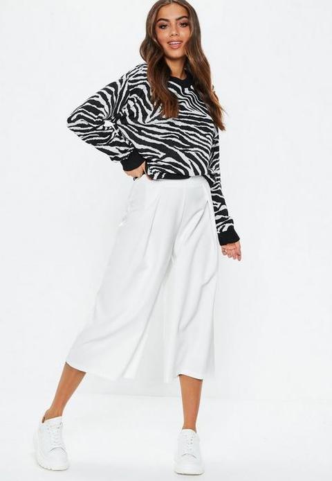 Petite White Premium Pleat Front Culottes, White