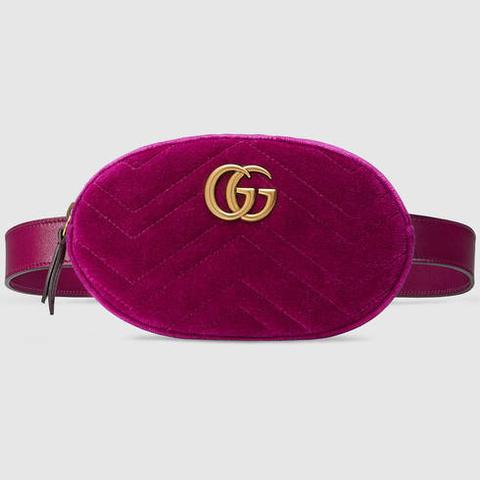 Bolsa Con Cinturón Gg Marmont De Terciopelo Matelassé