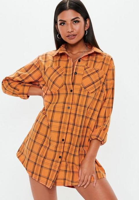 orange oversized shirt dress