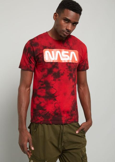Red Tie Dye Nasa Logo Crew Neck Graphic 