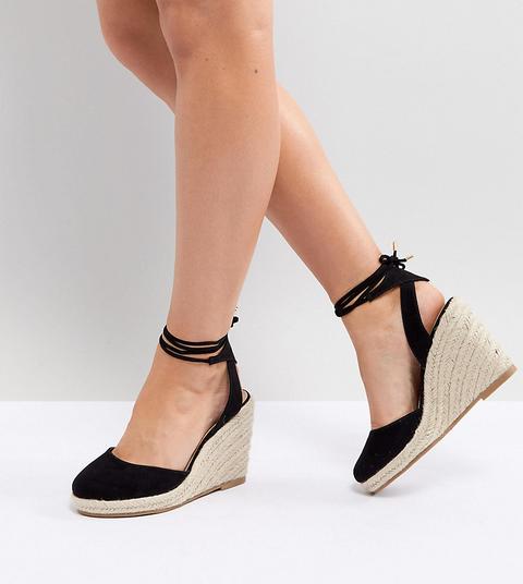 Asos Design - Juiciest - Espadrilles Pianta Larga Con Zeppa - Nero