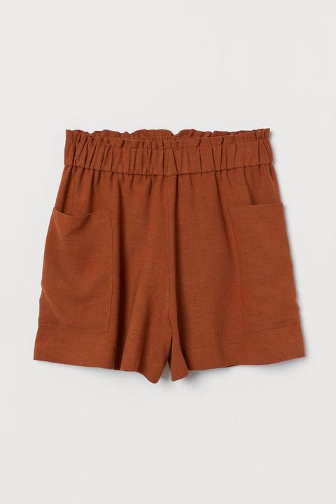 H & M - Shorts Misto Lino High Waist - Arancione