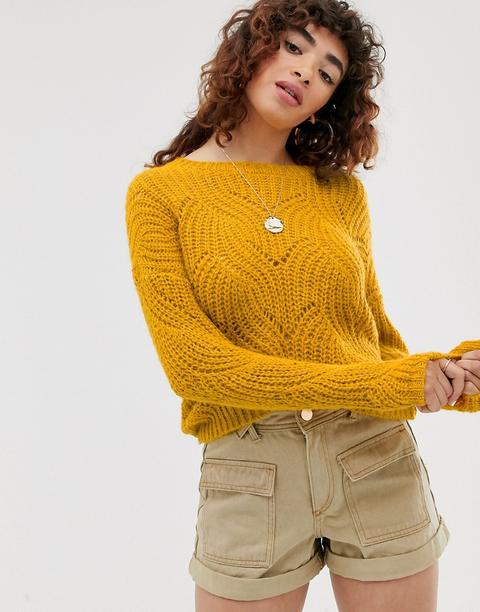 Jersey De Punto Con Detalle De Costuras De Only-amarillo
