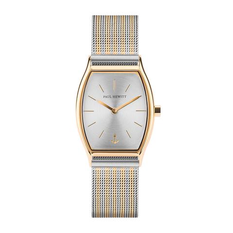 Montre Modern Edge Line Silver Sunray Ip Doré Bande Mesh Bicolor Ip Doré / Acier Inoxydable