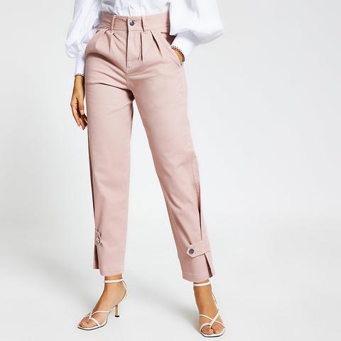 Pink Cuffed Hem Cargo Trousers