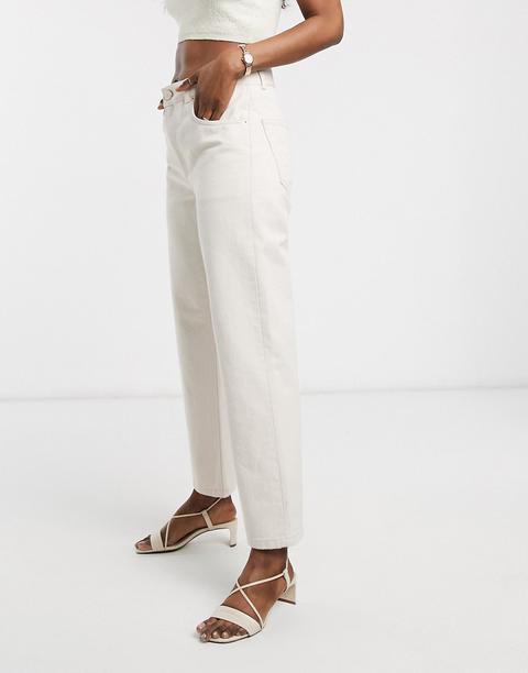 Asos Design Mid Rise 'off Duty' Straight Leg Jeans In Ecru-cream