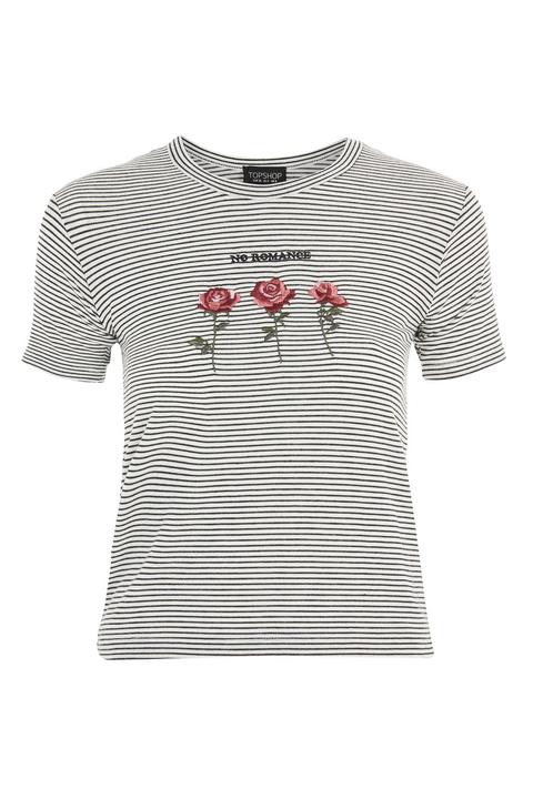 Tall 'no Romance' Slogan Stripe T-shirt